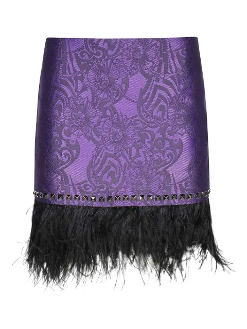 John Richmond jacquard feather-trimmed mini skirt