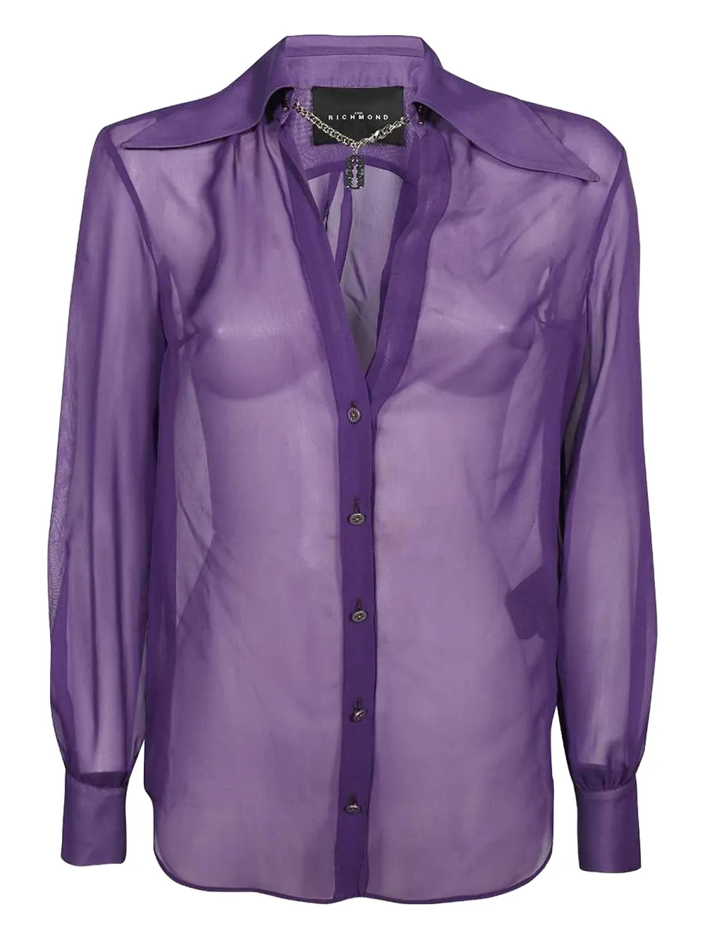 John Richmond Long-sleeved Button-cuff Shirt In Purple