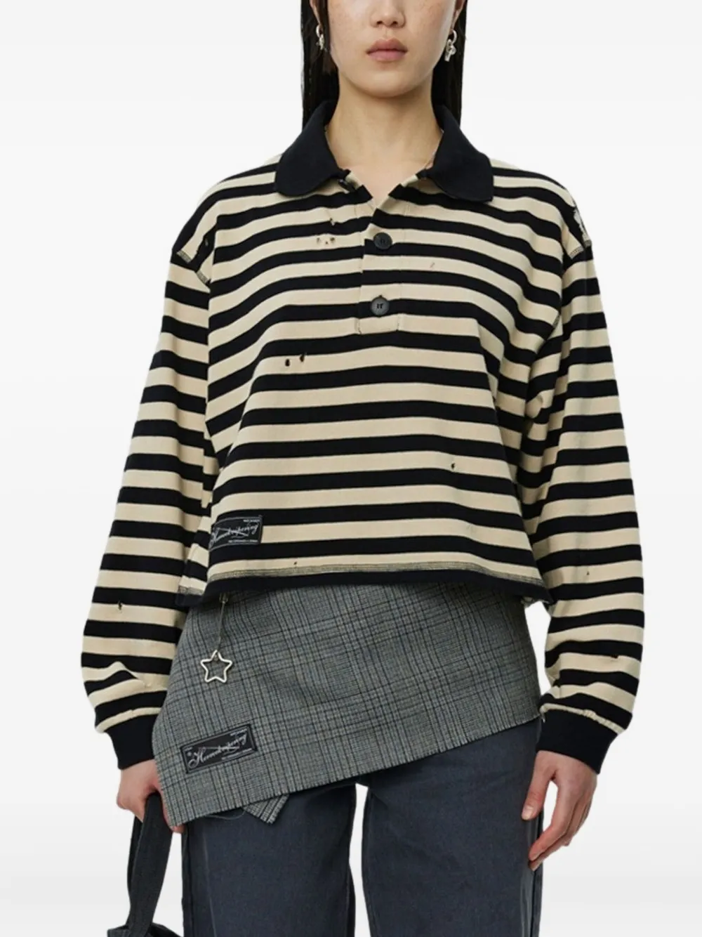 mfpen stripped polo top | Neutrals | Image 1