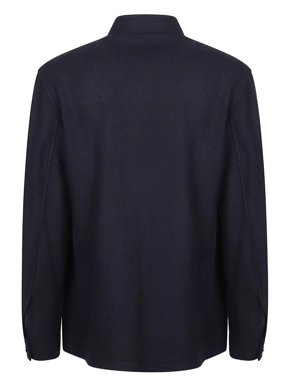 Tagliatore Mandarin-collar Wool Shirt Jacket In Blue
