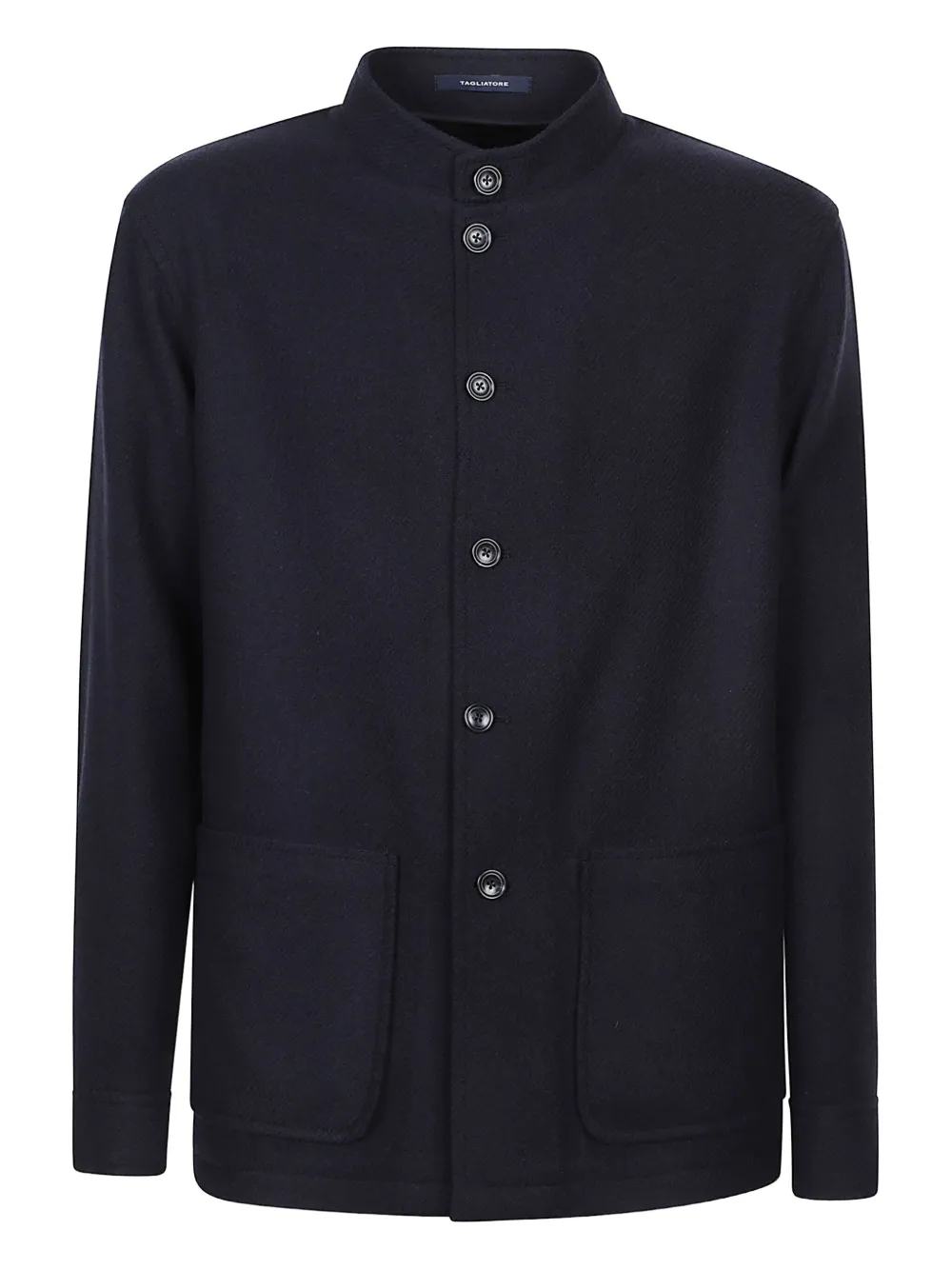 Tagliatore Mandarin-collar Wool Shirt Jacket In Blue