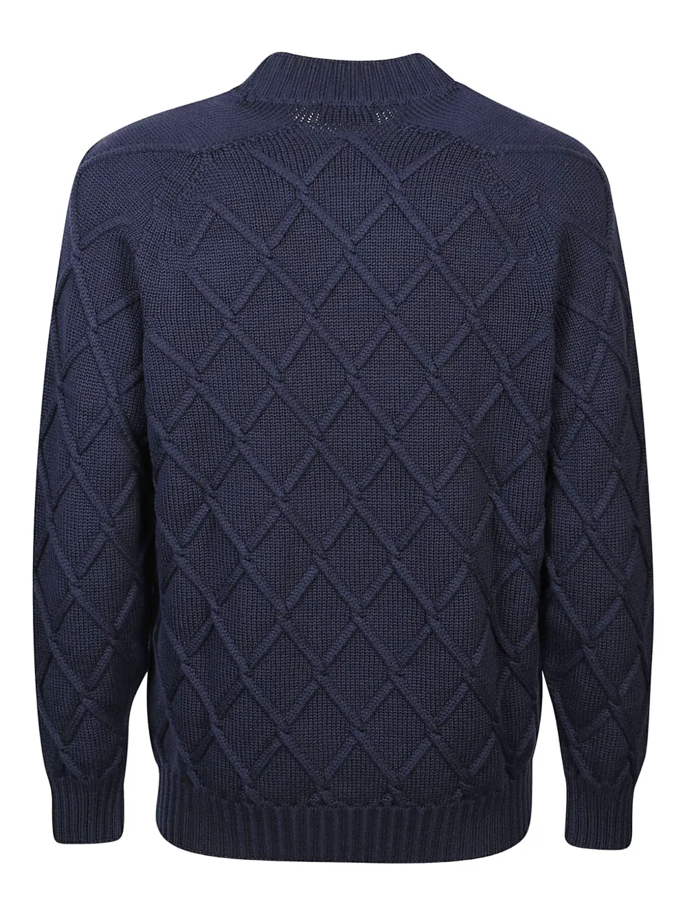 Drumohr Trui met ronde hals en diamanten patroon - Blauw