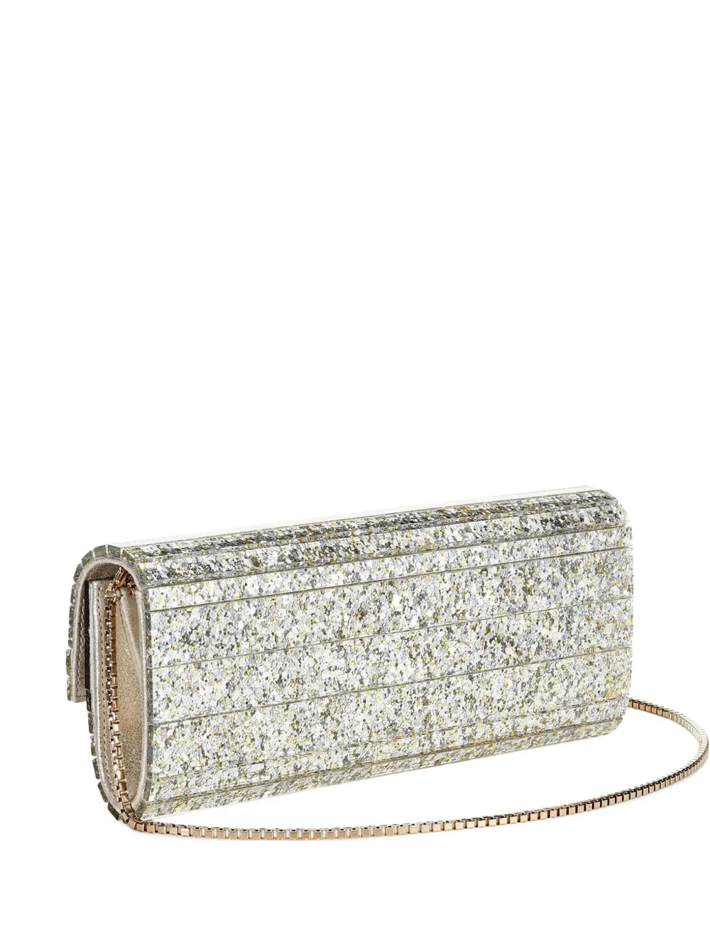 Jimmy Choo SWEETIE glitter-effect clutch bag - Argento