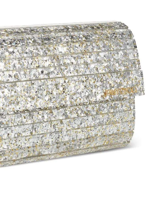 Jimmy Choo Sweetie グリッター クラッチバッグ | シルバートーン