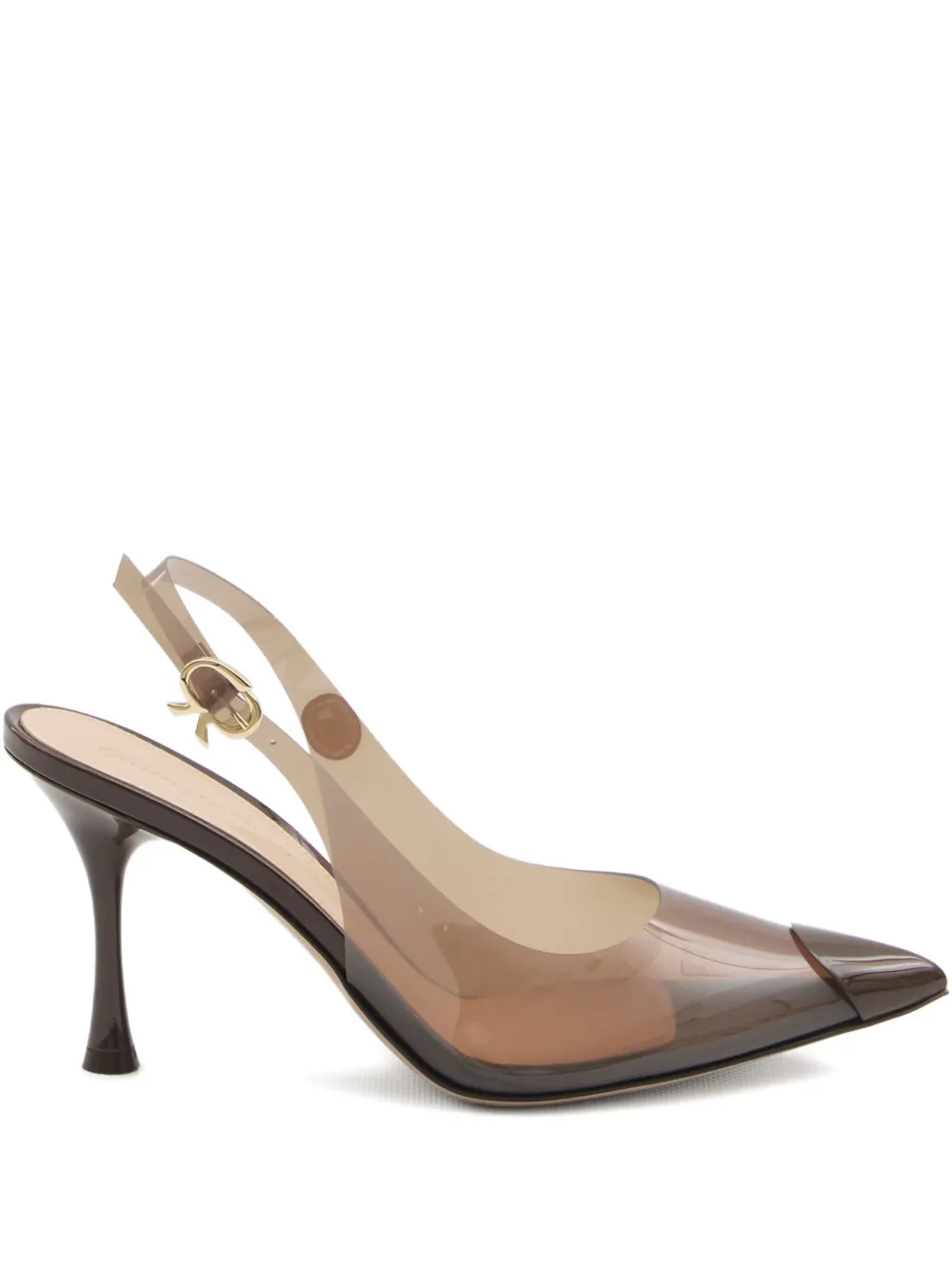 Gianvito Rossi 85mm Diana patent-effect slingback pumps Brown