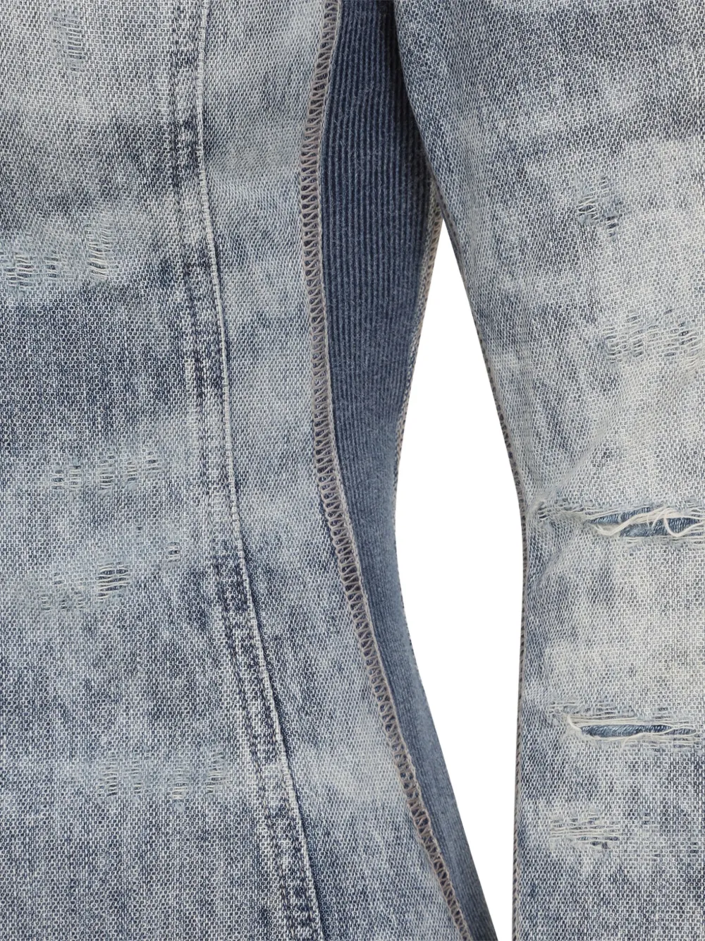 Diesel Distressed Long Sleeve Fitted Top In Gray
