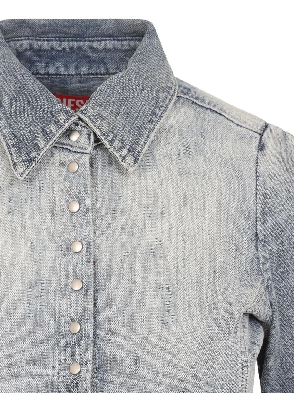 Diesel Distressed Long Sleeve Fitted Top In Gray