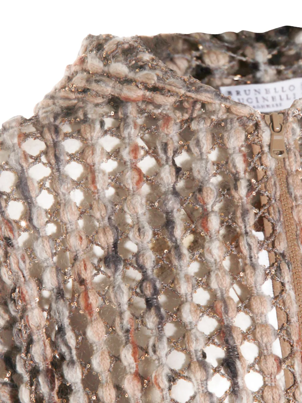 Brunello Cucinelli Open-knit Hoodie In Brown