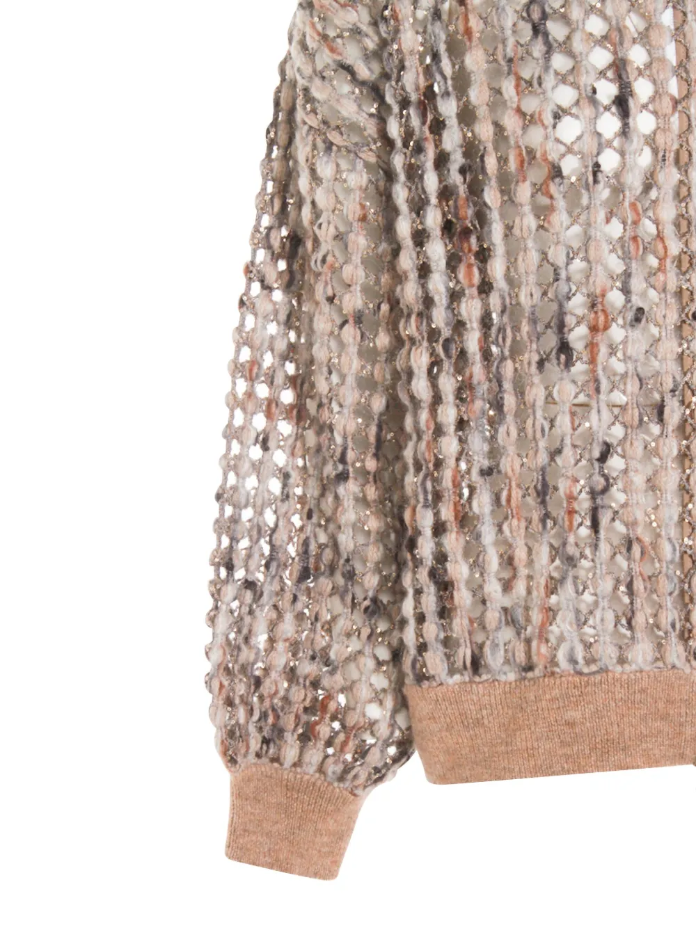 Brunello Cucinelli Open-knit Hoodie In Brown