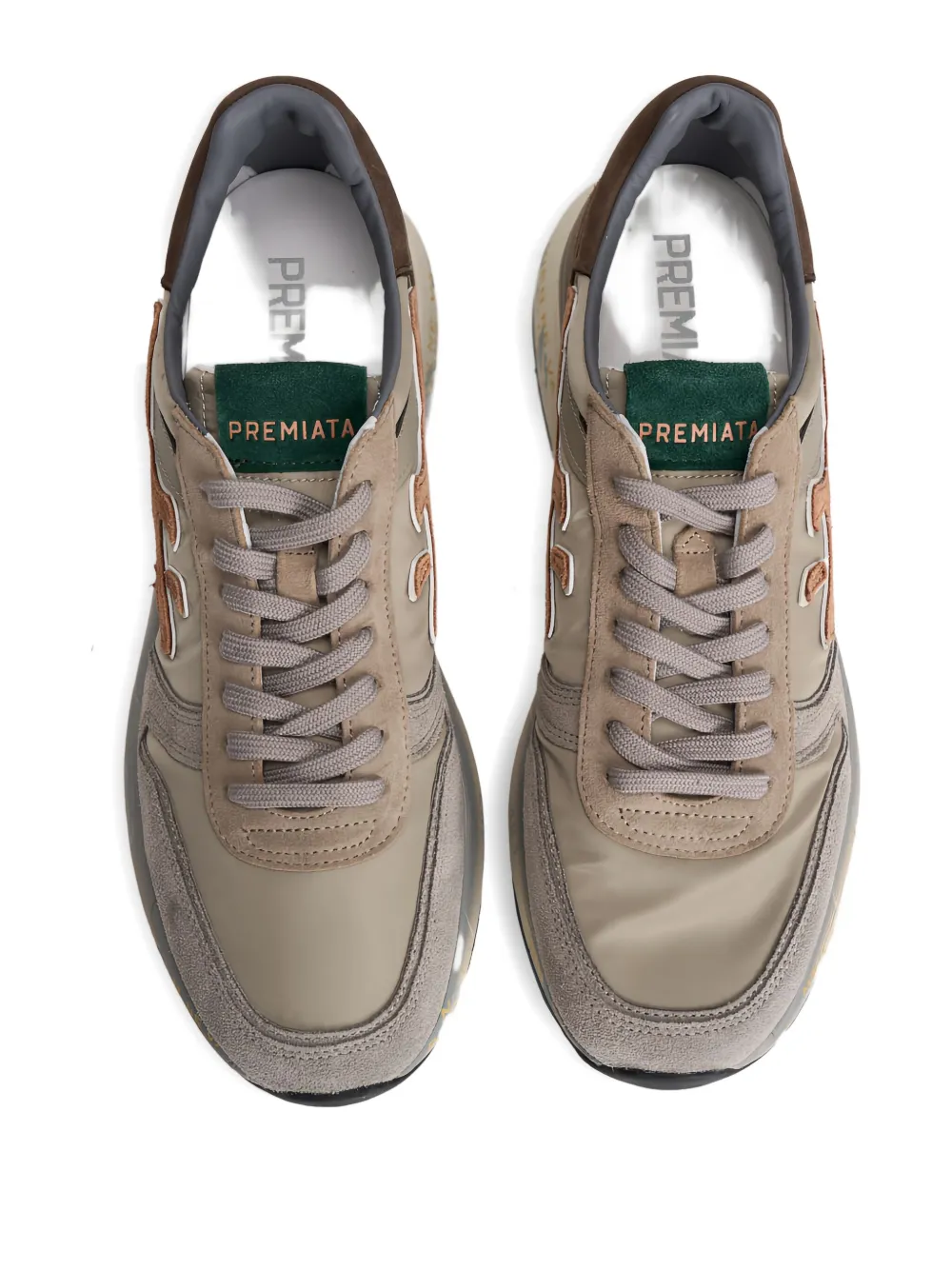 Premiata suede-panel sneakers Neutrals