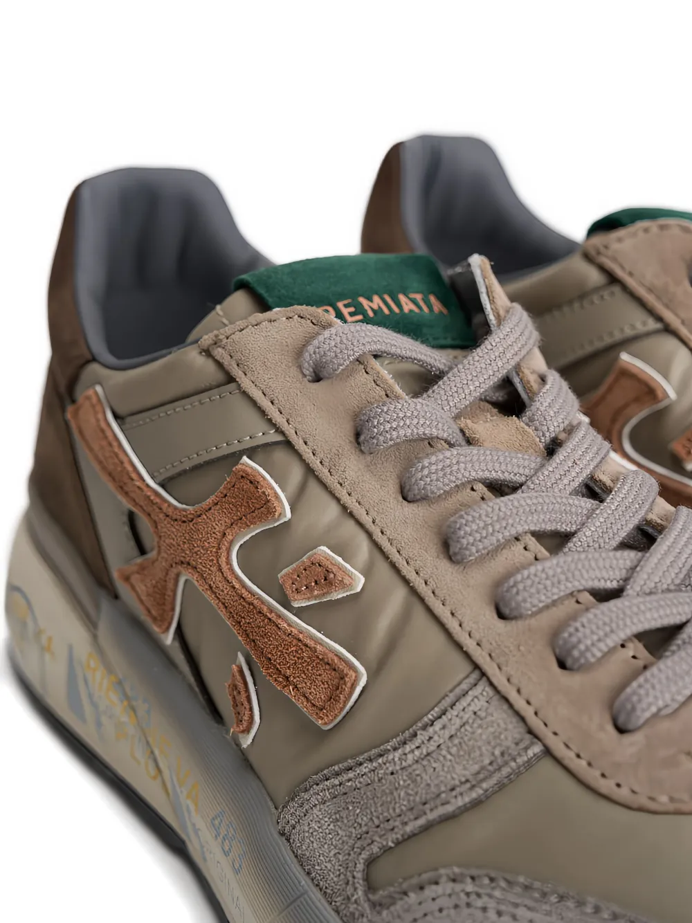 Premiata suede-panel sneakers Neutrals
