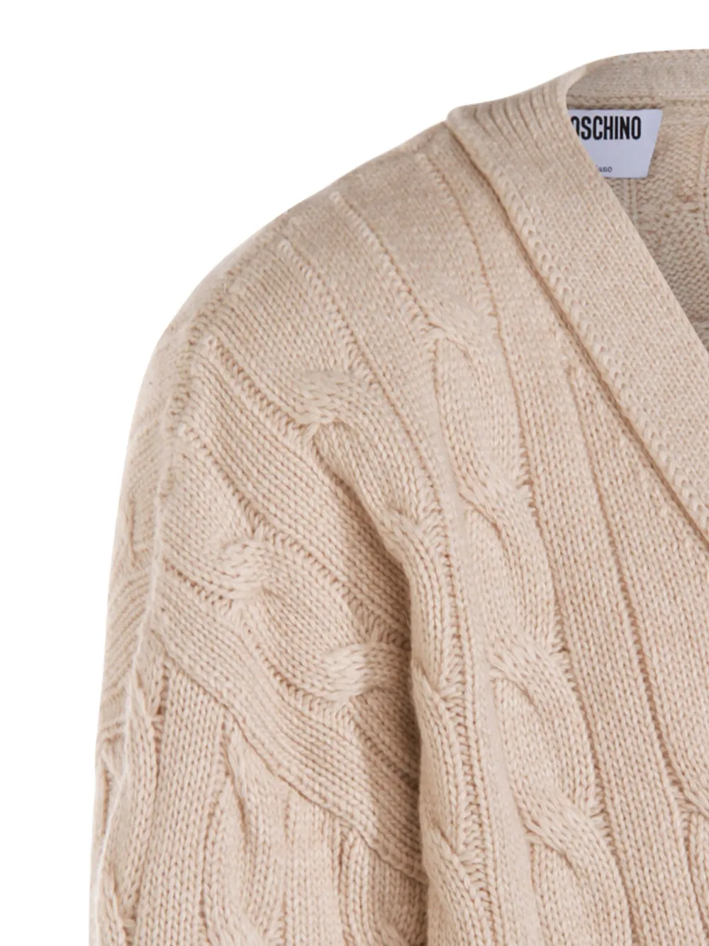 Moschino Dual-tone Cable Knit Crewneck Sweater In Multi