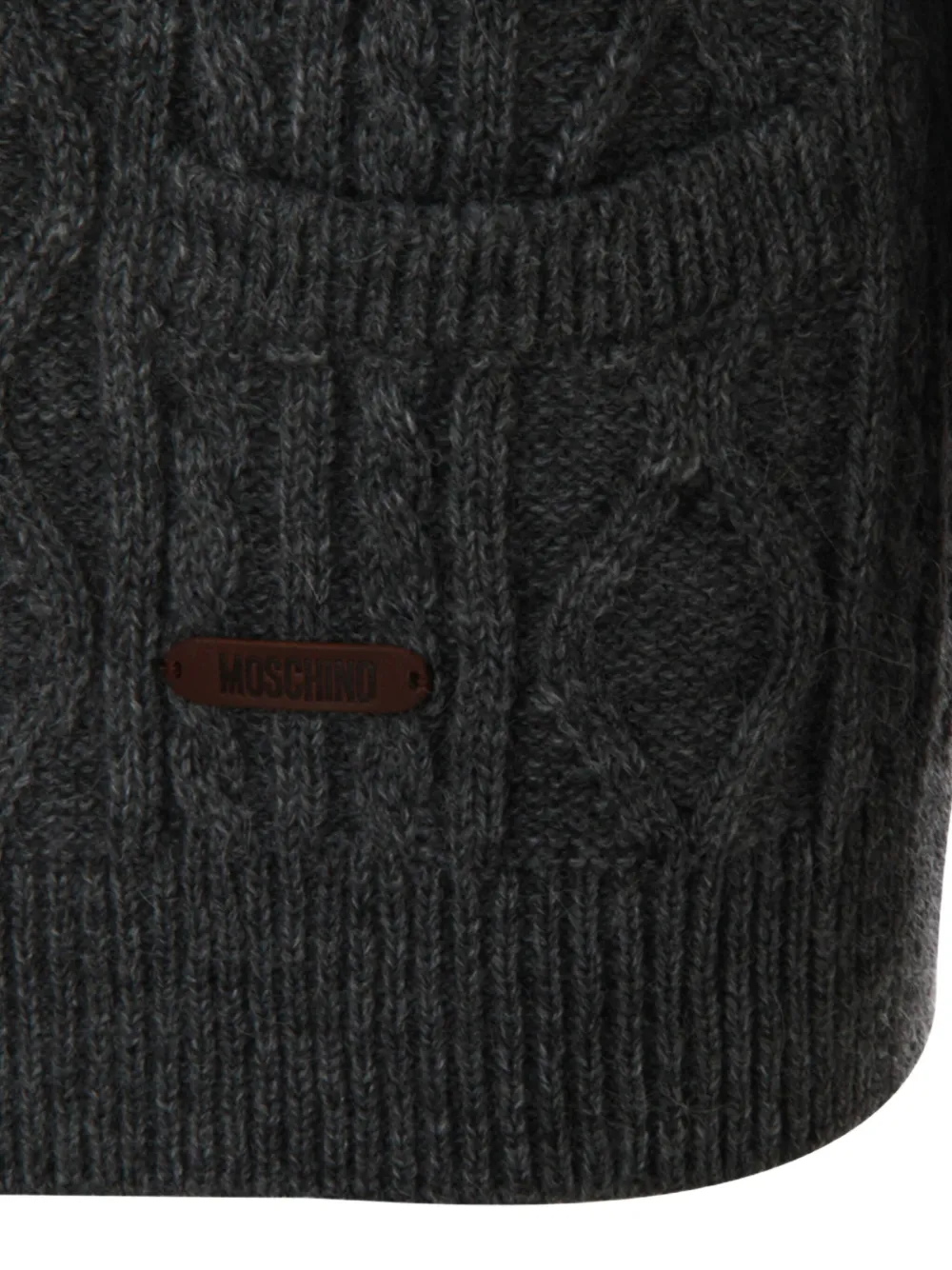 Moschino Dual-tone Cable Knit Crewneck Sweater In Multi
