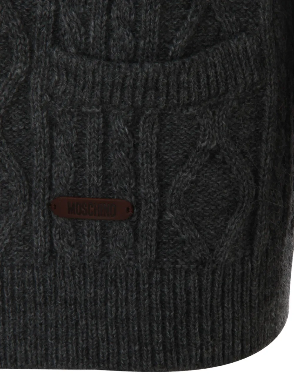 Moschino Dual-tone Cable Knit Crewneck Sweater In Multi