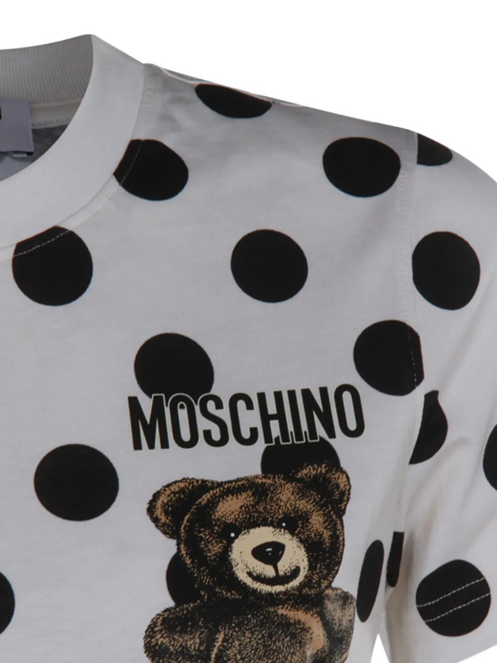 Moschino Polka Dot Graphic Print Short Sleeve Top In White