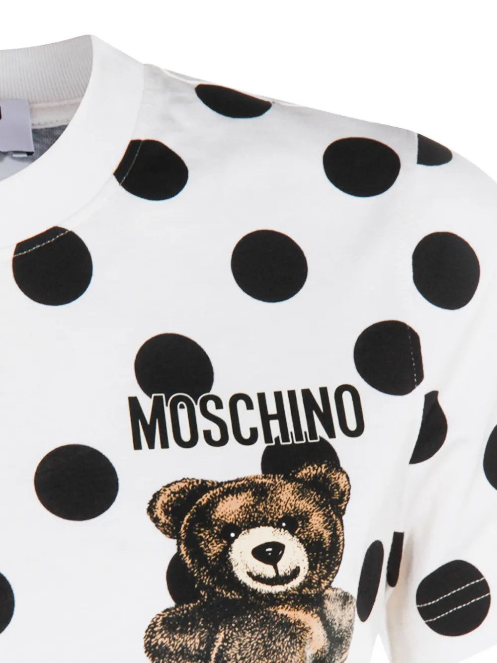 Moschino Polka Dot Graphic Print Short Sleeve Top In White