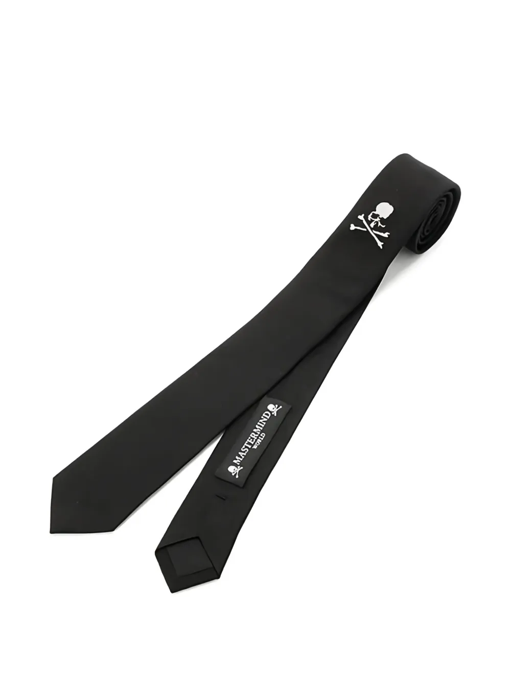 Mastermind Japan Stropdas met geborduurde doodskop - Zwart