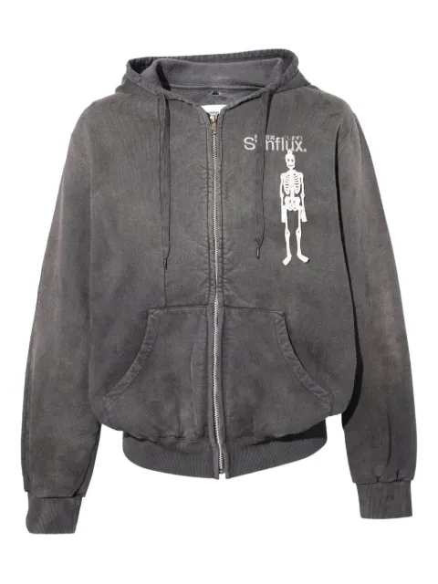 Doublet hoodie con cierre y aplique de esqueleto