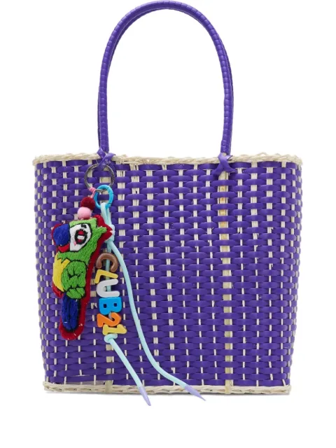 BANGKOK BASKET woven parrot-charm tote bag