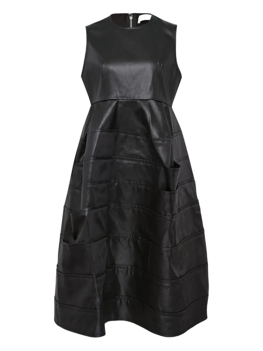 Comme Des Garçons Tao Layered Satin Midi Dress In Black