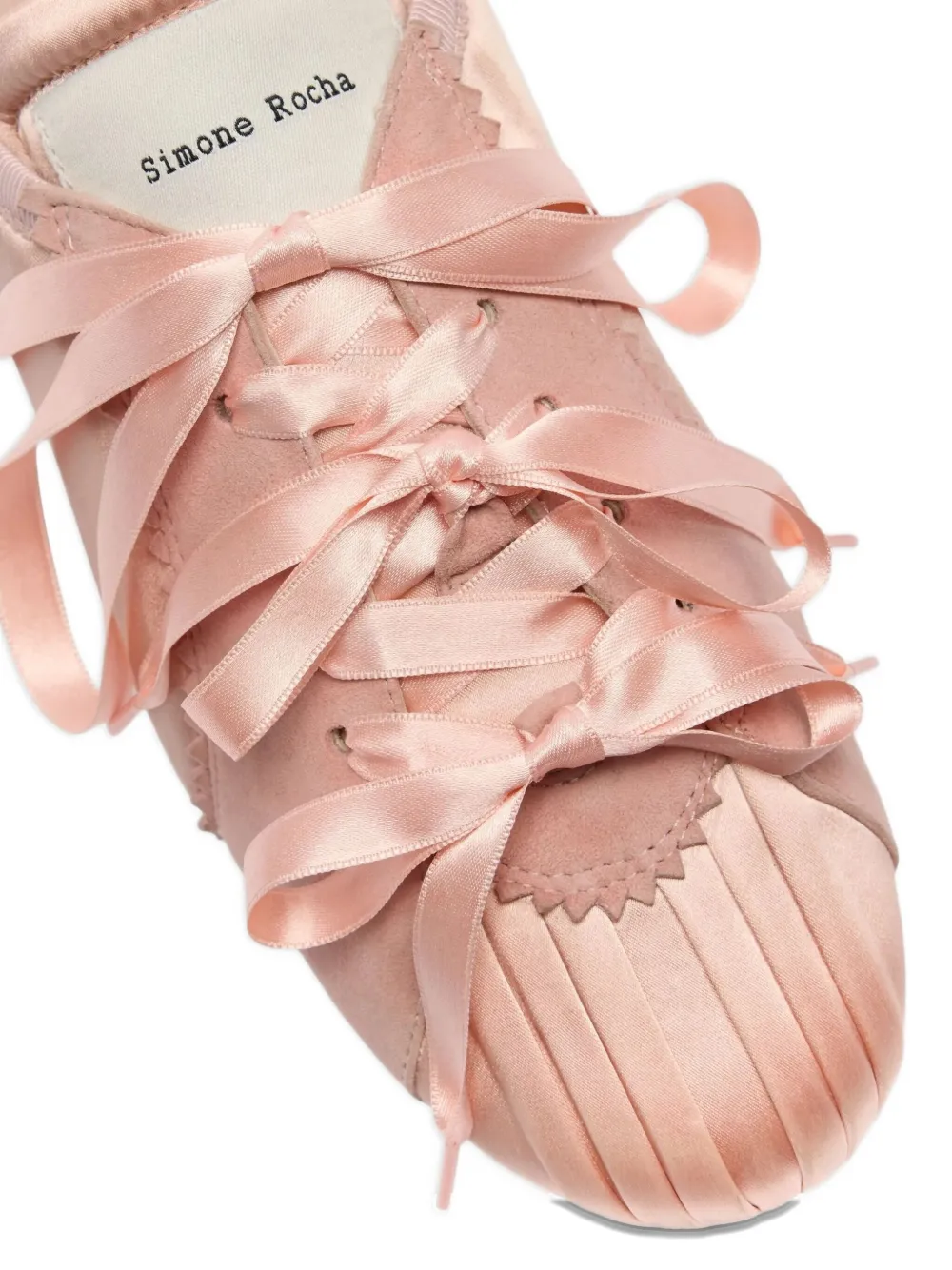 Simone Rocha satin-pleated ribbon sneakers - Roze