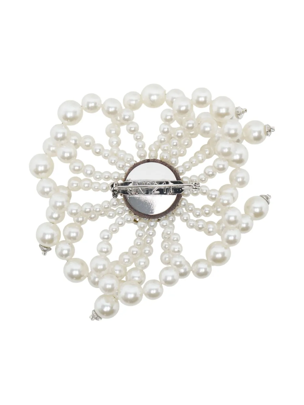 Nº21 Flower broche met parel - Wit