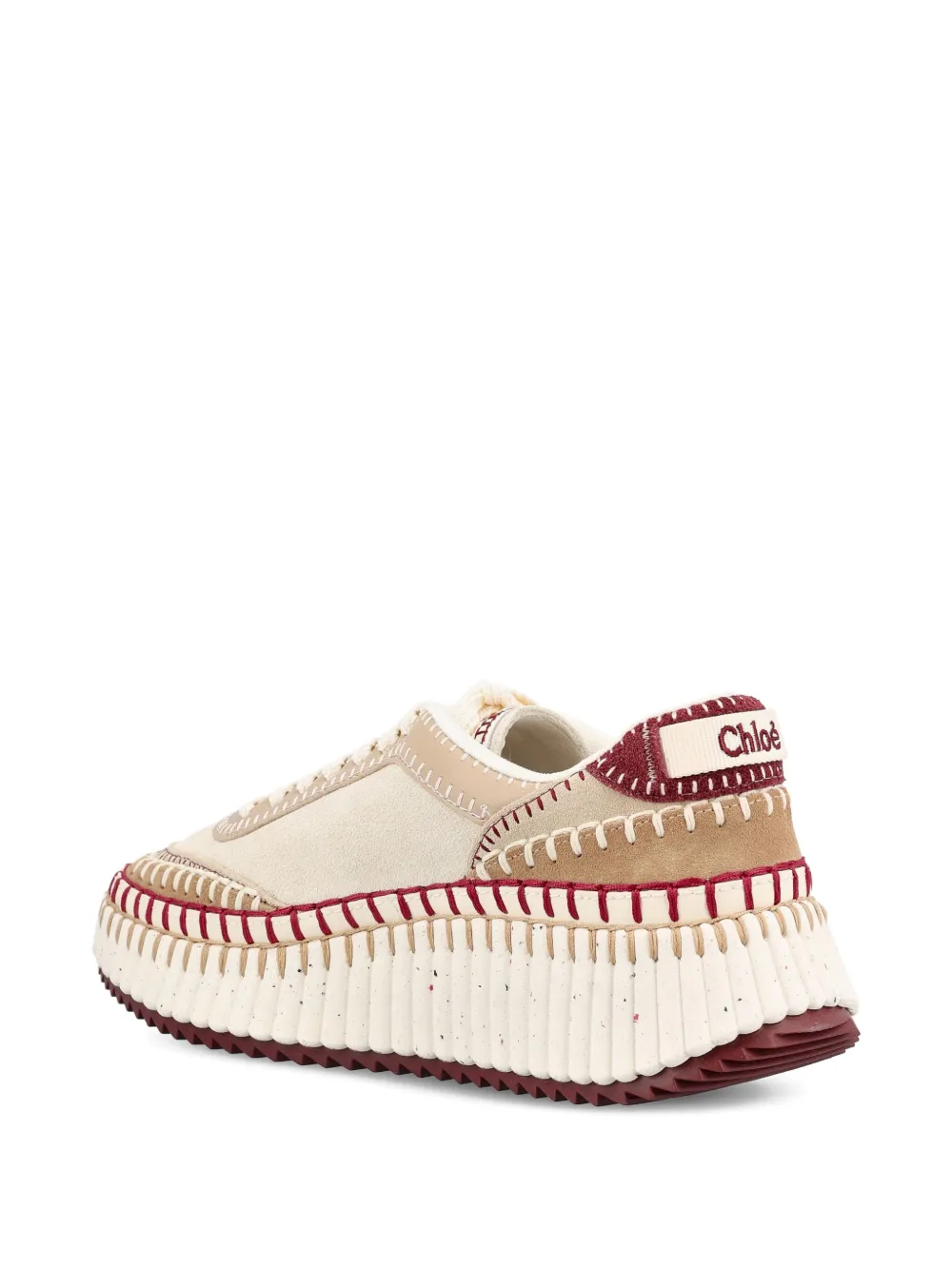 Chloé Nama Textured-sole Lace-up Sneakers In Neutral