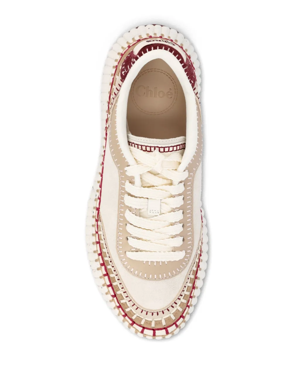 Chloé Nama Textured-sole Lace-up Sneakers In Neutral
