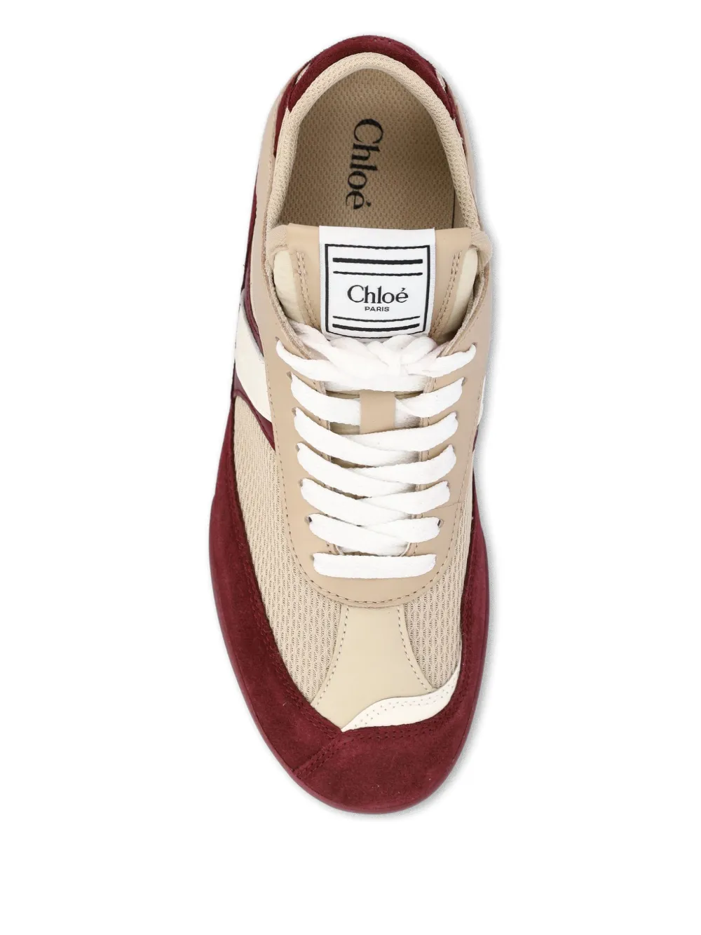 Chloé Kick suede-panel mesh sneakers Neutrals