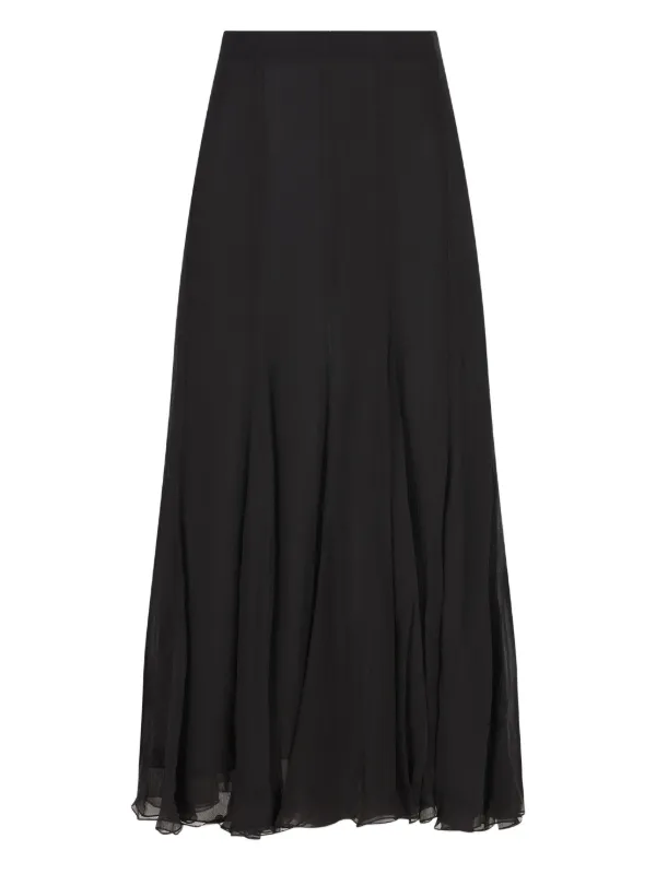 Chloé Fluid Maxi Skirt in Silk Mousseline in Black