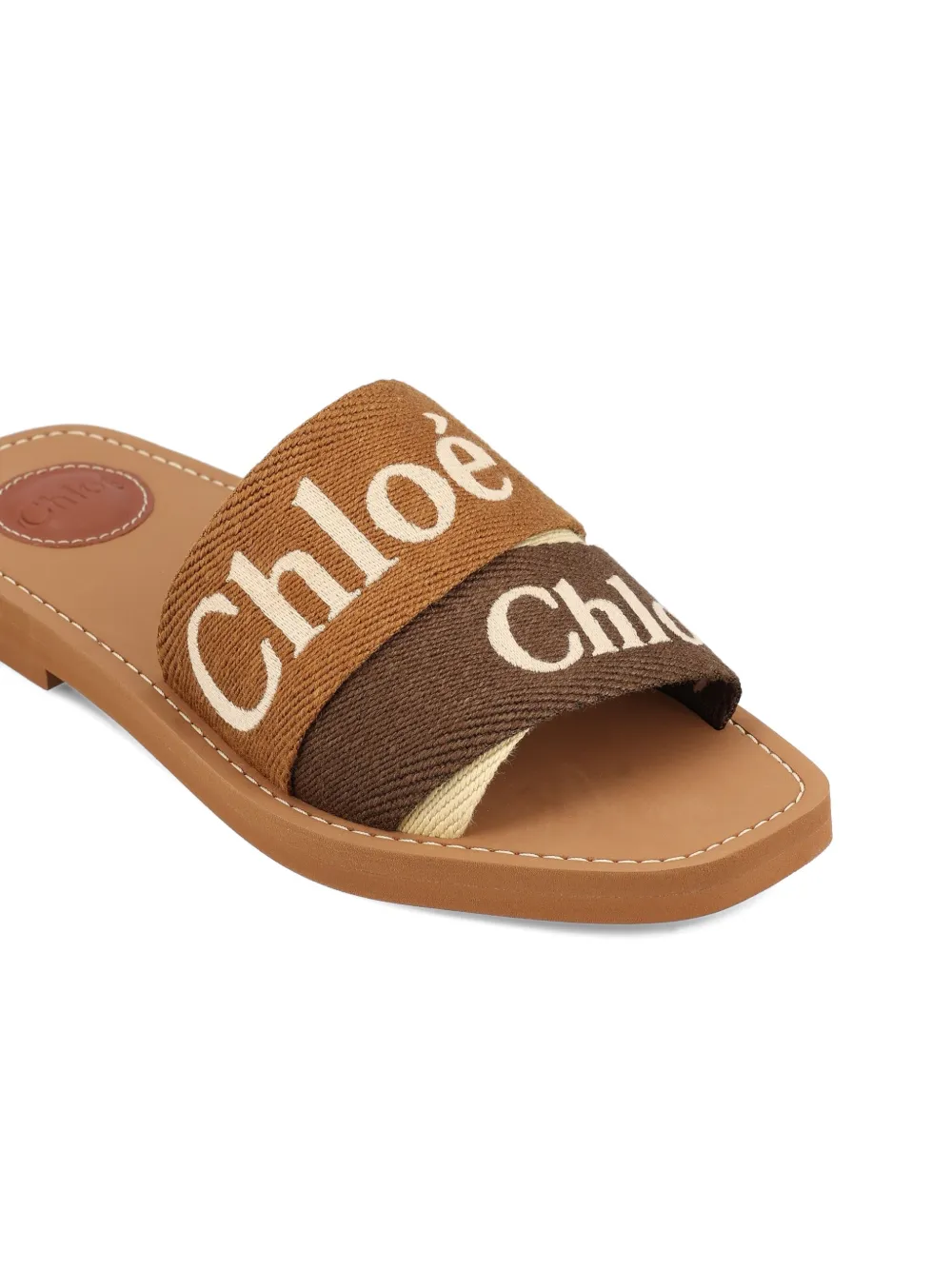 Chloé logo-print flat sandals Brown