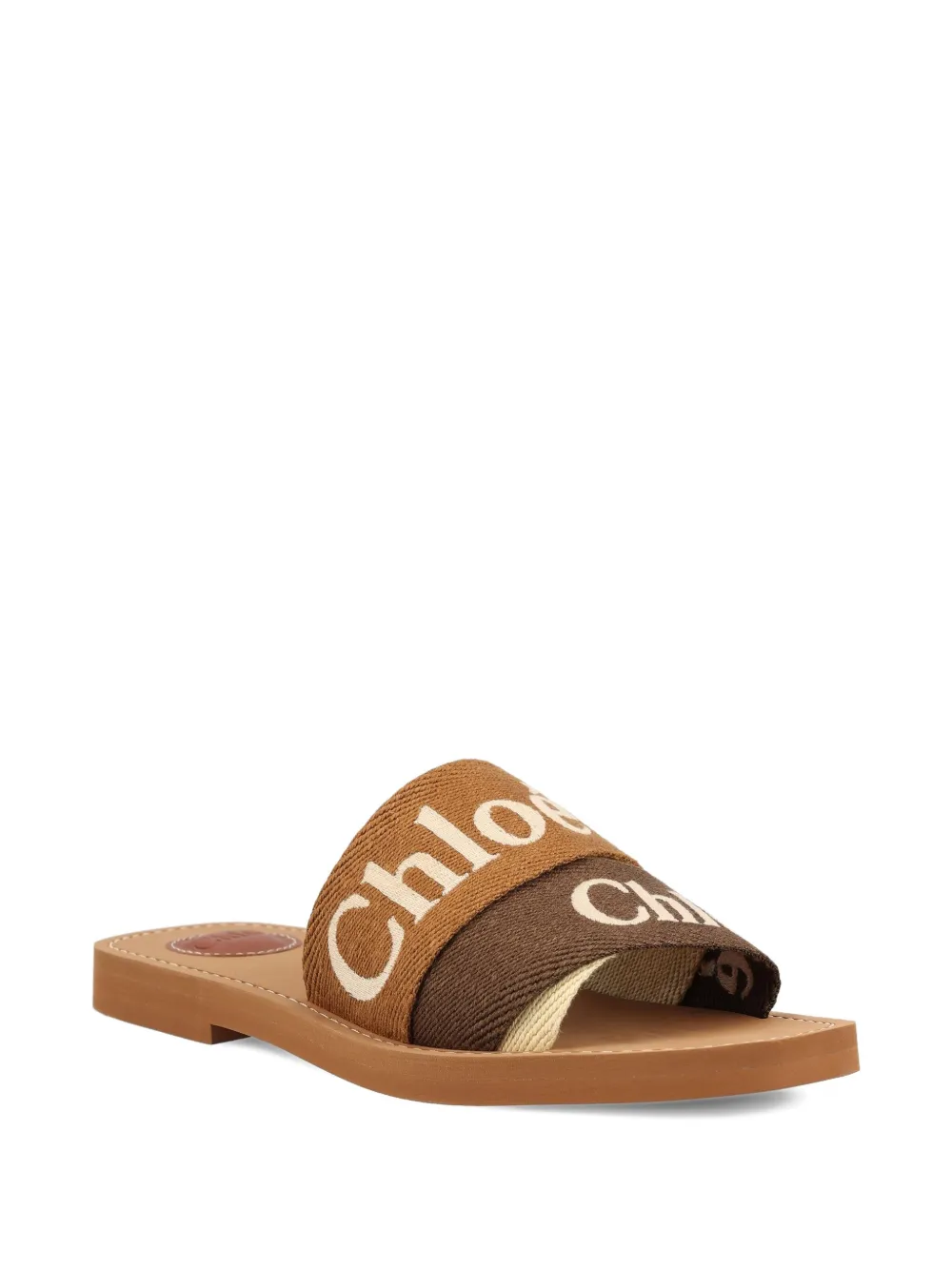 Chloé logo-print flat sandals Brown
