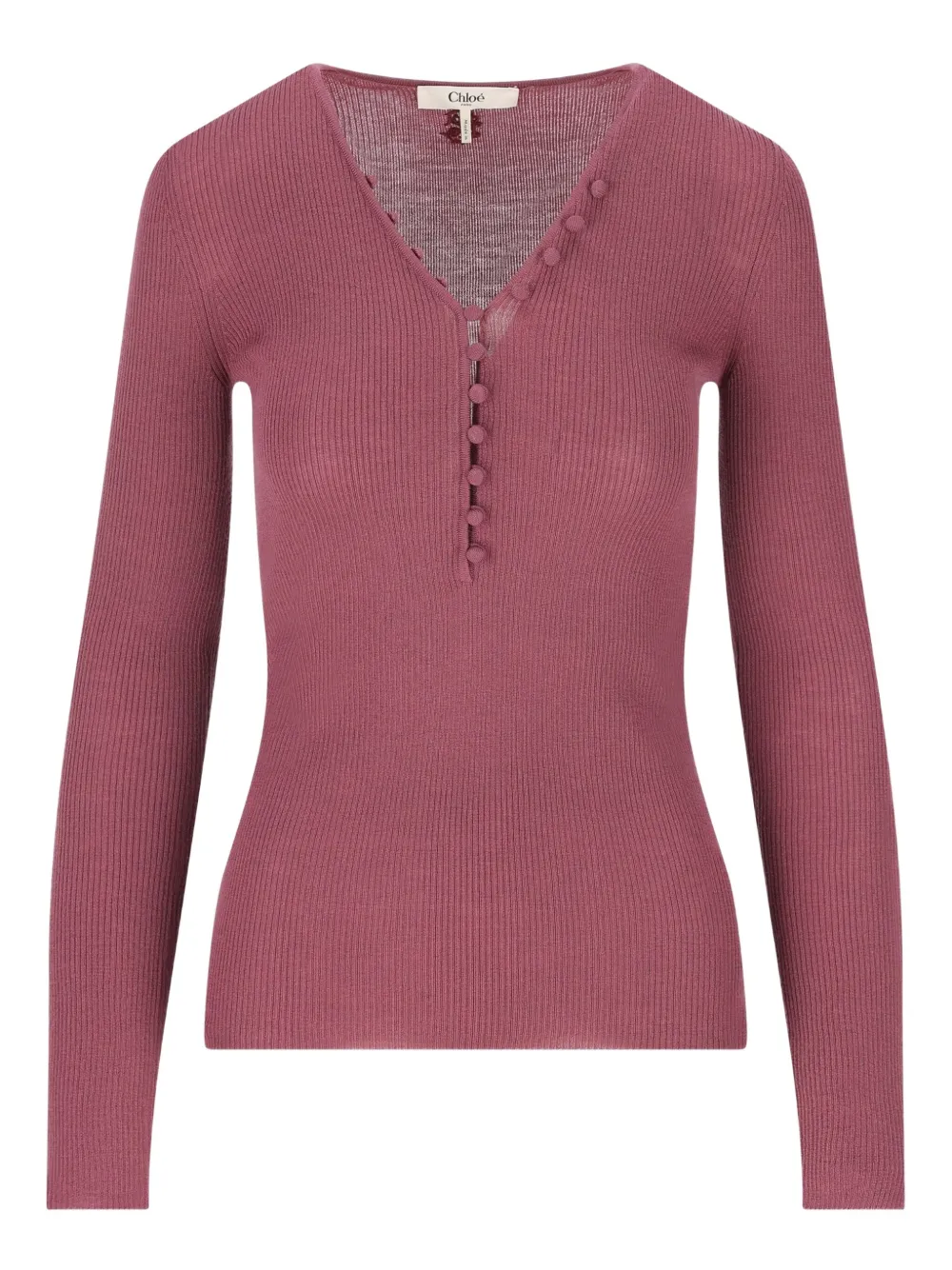 Chloé Chloe Ribbed-knit Wool Top In Pink