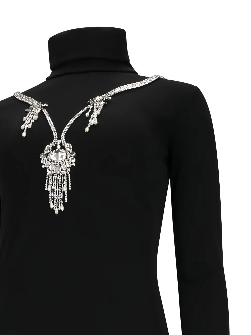 DES PHEMMES Jurk met col en kristallen Zwart