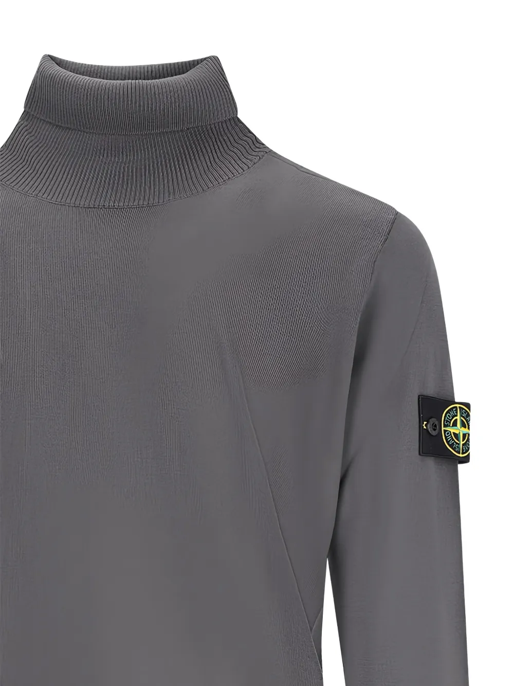 Stone Island Roll-neck Logo-patch Sweater In Gray