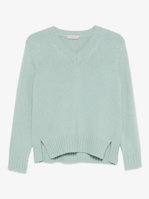 Purotatto V-neck side-split sweater