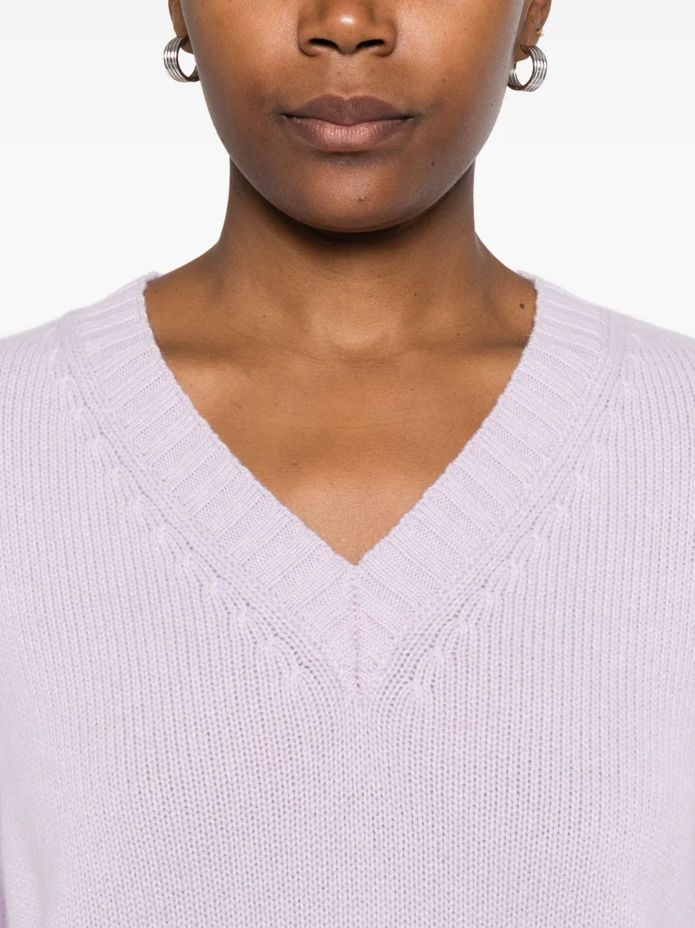 Purotatto V-neck Side-split Sweater In Purple