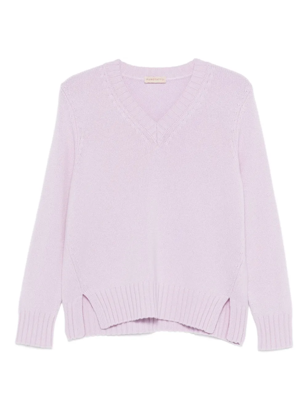 Purotatto V-neck Side-split Sweater In Purple