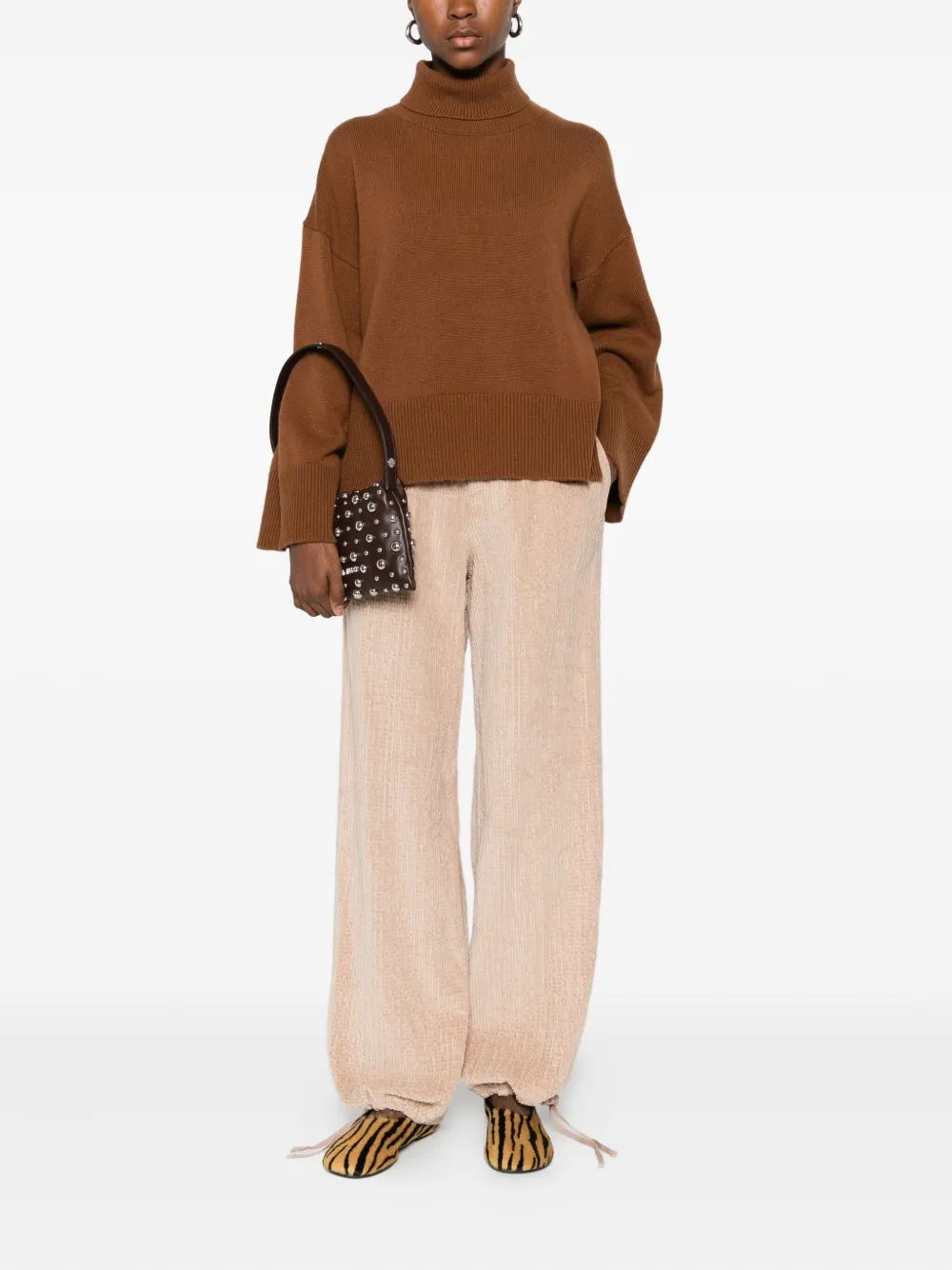 Purotatto Turtleneck Wide-sleeve Sweater In Brown