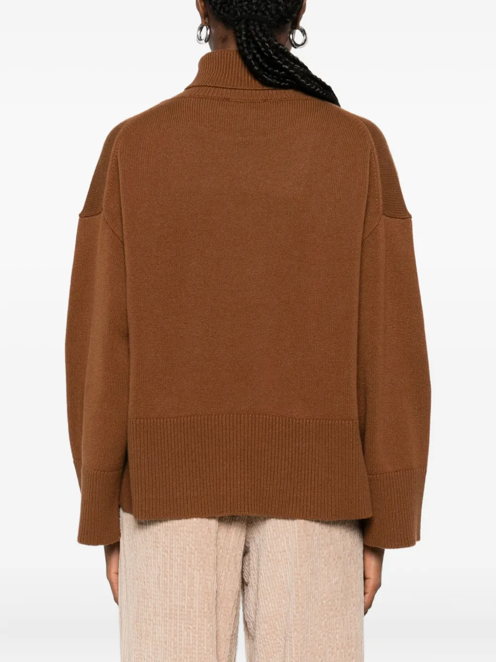 Purotatto Turtleneck Wide-sleeve Sweater In Brown