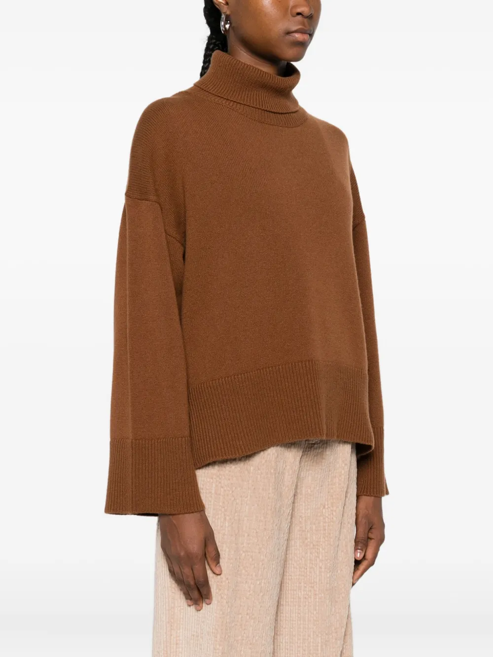 Purotatto Turtleneck Wide-sleeve Sweater In Brown