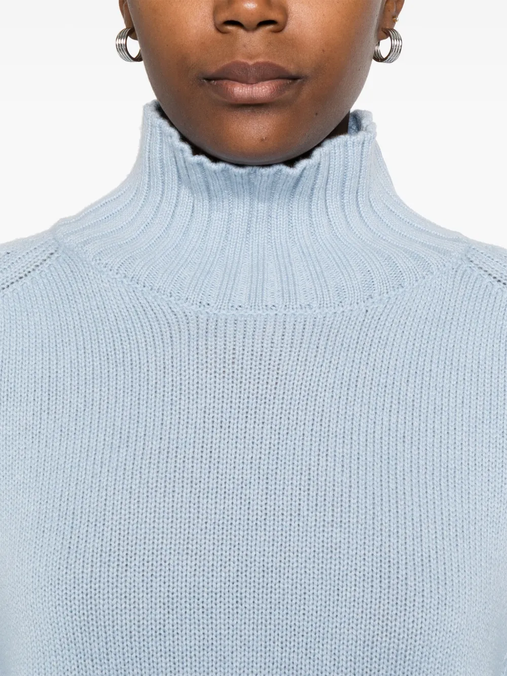 Purotatto High-neck Ribbed Sweater In Blue