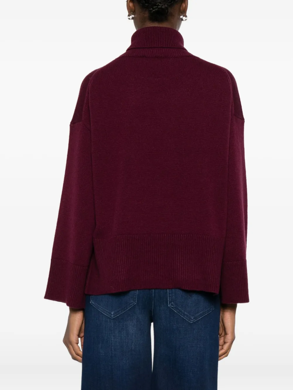 Purotatto High-neck Side-split Sweater In Red