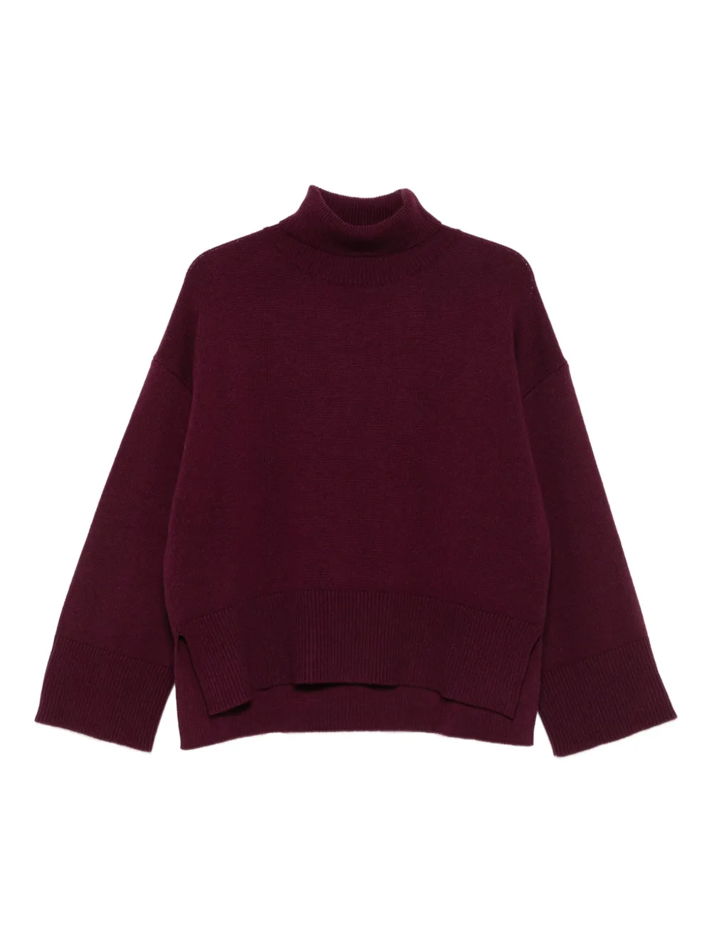 Purotatto High-neck Side-split Sweater In Red