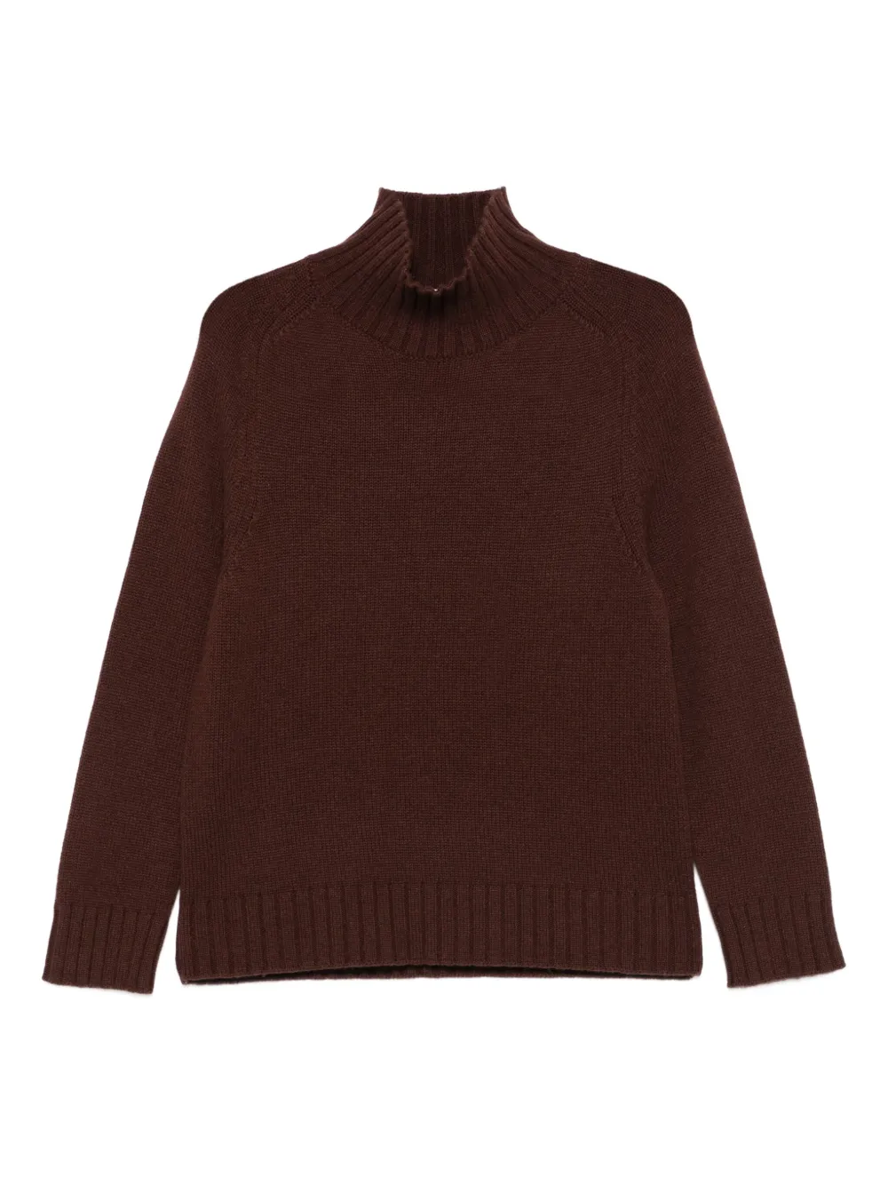 Purotatto High-neck Ribbed Sweater In Brown