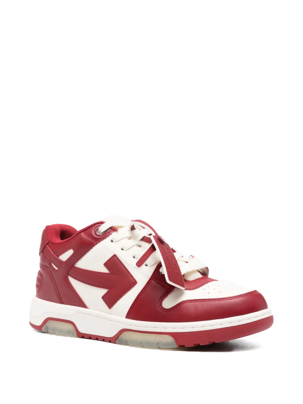 Off-White Arrow-detailed leather trainers Red