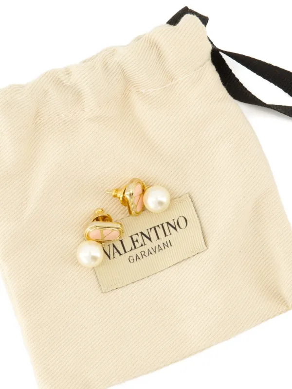 Valentino Garavani Vロゴ シグネチャー パール ピアス | ゴールド