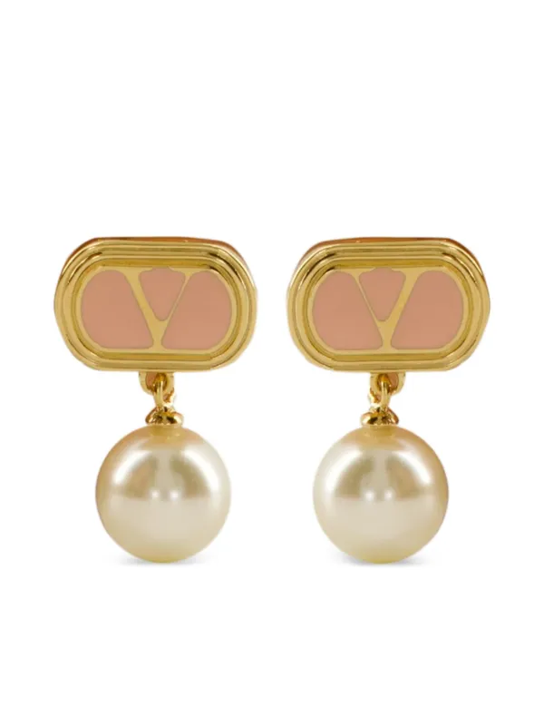 VALENTINO GARAVANI パールゴールドロゴピアス VALENTINO GARAVANI