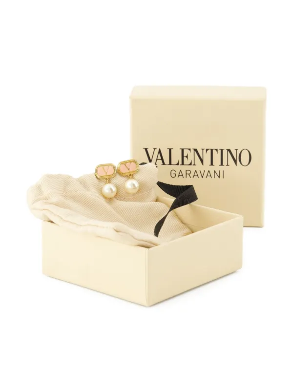 Valentino Garavani Vロゴ シグネチャー パール ピアス | ゴールド