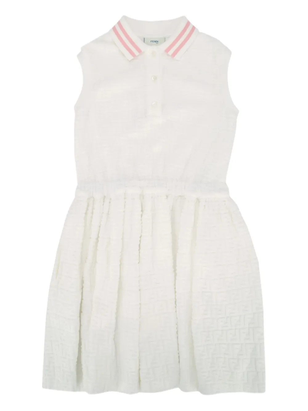 Fendi Kids' Ff-jacquard Sleeveless Dress In White